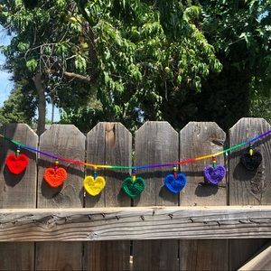 🎉Host Pick🎉🌈Handmade Crochet Rainbow Heart Garland ❤️
